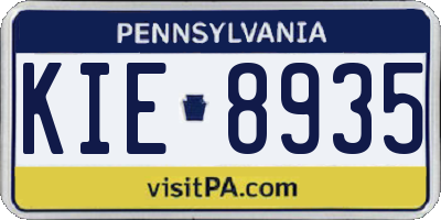 PA license plate KIE8935