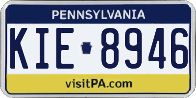 PA license plate KIE8946