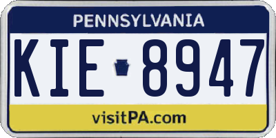 PA license plate KIE8947