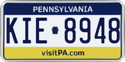 PA license plate KIE8948