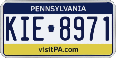 PA license plate KIE8971