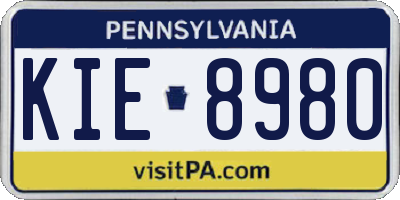 PA license plate KIE8980