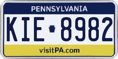 PA license plate KIE8982