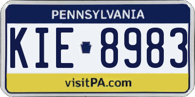 PA license plate KIE8983