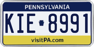 PA license plate KIE8991