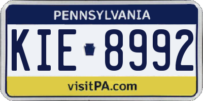 PA license plate KIE8992