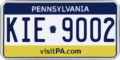 PA license plate KIE9002