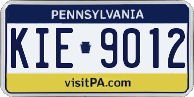 PA license plate KIE9012