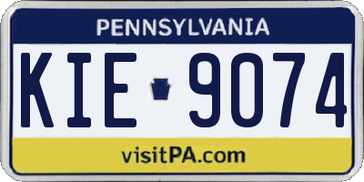 PA license plate KIE9074