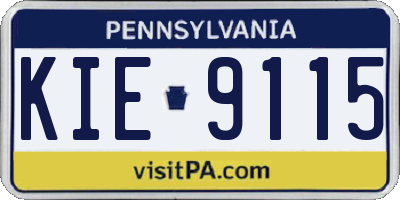 PA license plate KIE9115
