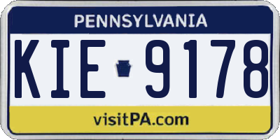 PA license plate KIE9178
