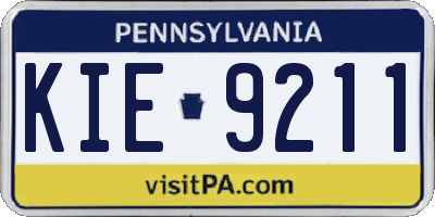 PA license plate KIE9211