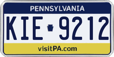 PA license plate KIE9212