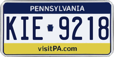 PA license plate KIE9218