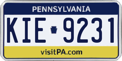 PA license plate KIE9231