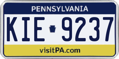 PA license plate KIE9237