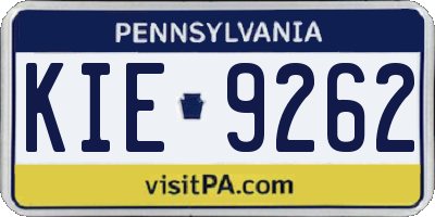 PA license plate KIE9262