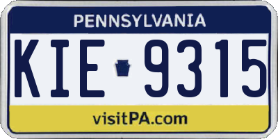 PA license plate KIE9315