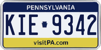 PA license plate KIE9342