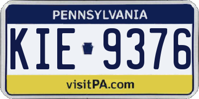 PA license plate KIE9376