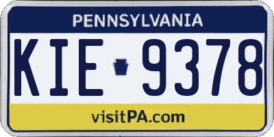 PA license plate KIE9378