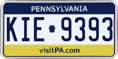 PA license plate KIE9393