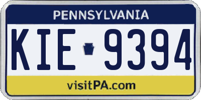 PA license plate KIE9394