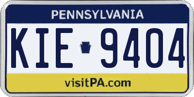 PA license plate KIE9404