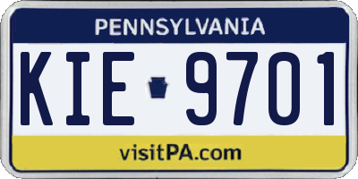PA license plate KIE9701