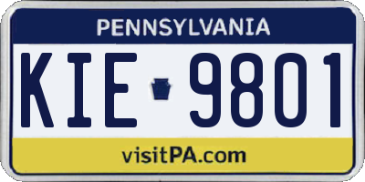 PA license plate KIE9801