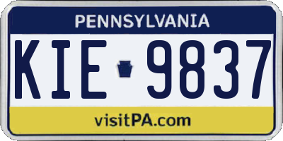 PA license plate KIE9837