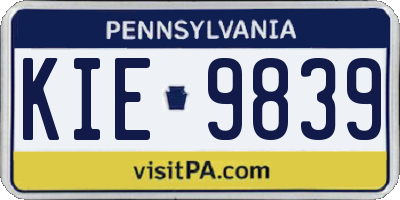 PA license plate KIE9839