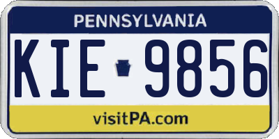 PA license plate KIE9856