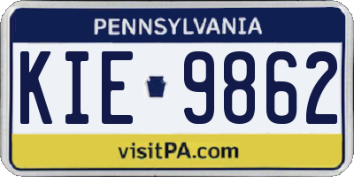 PA license plate KIE9862