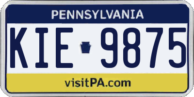 PA license plate KIE9875