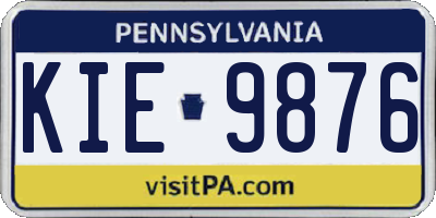 PA license plate KIE9876
