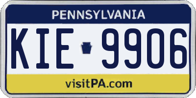 PA license plate KIE9906
