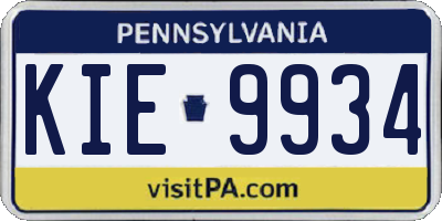 PA license plate KIE9934