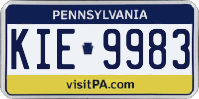 PA license plate KIE9983