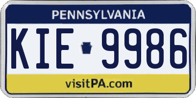 PA license plate KIE9986