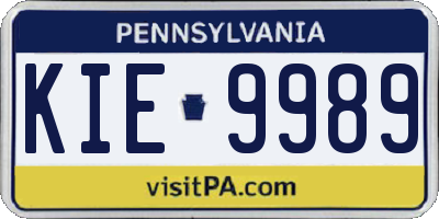 PA license plate KIE9989