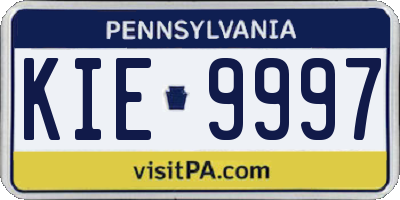 PA license plate KIE9997