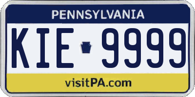 PA license plate KIE9999