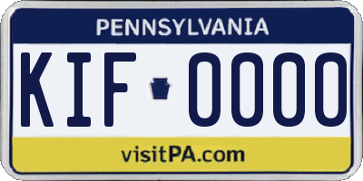 PA license plate KIF0000