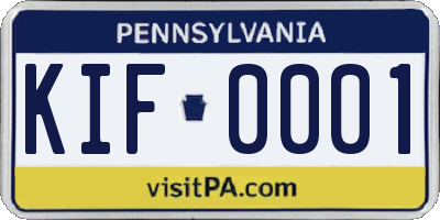 PA license plate KIF0001