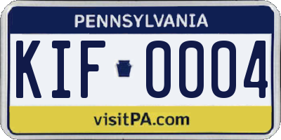 PA license plate KIF0004