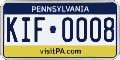 PA license plate KIF0008
