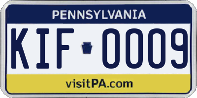 PA license plate KIF0009
