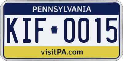 PA license plate KIF0015
