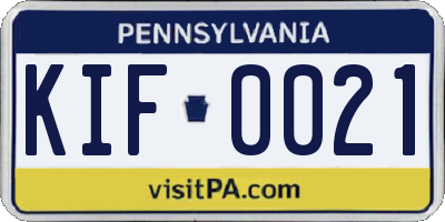 PA license plate KIF0021